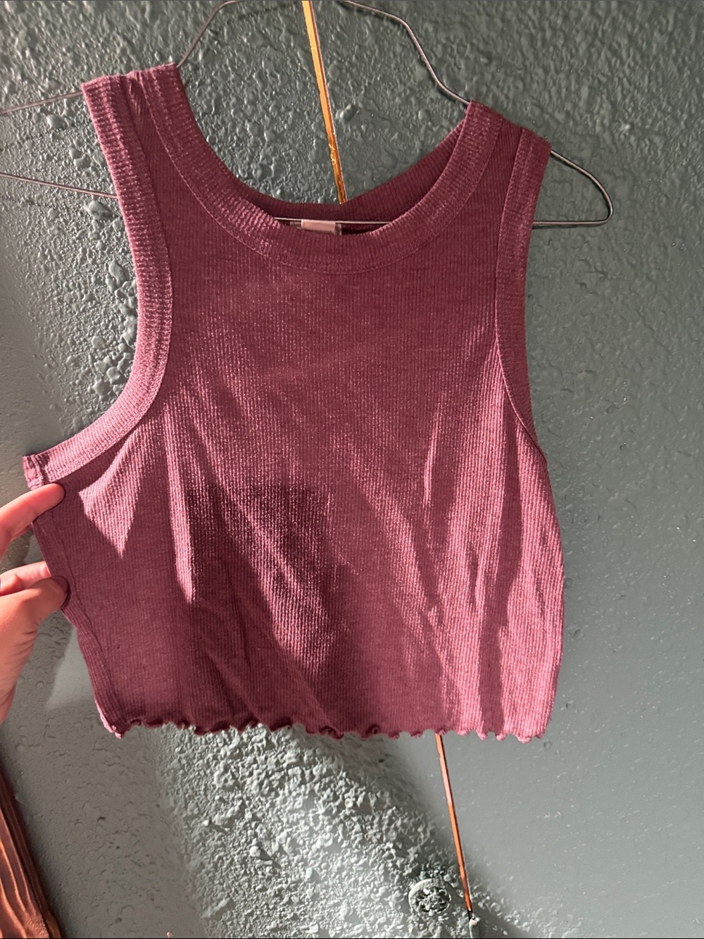 Bozzolo Ribbed Sleeveless Crop Tank - Mauve Plum